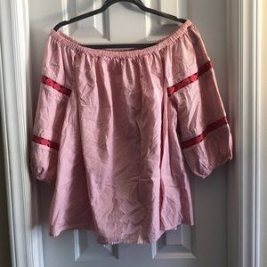 NWT crown & Ivy off the shoulder pink and white stripe blouse